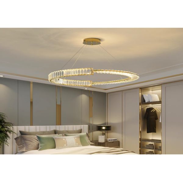 Post-modern light luxury chandelier stainless steel crystal living room lamp Nordic simple restaurant lamp bedroom LED lamp lighting