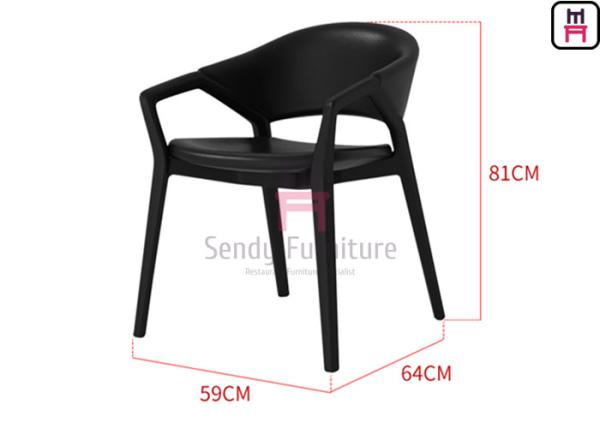 H81cm Ash Wood Restaurant Chairs Artisanal Fabrication With Armrests