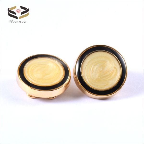 Coffee Epoxy Inlay Brass Button Cover Cufflinks Round For Men'S Normal Shirt