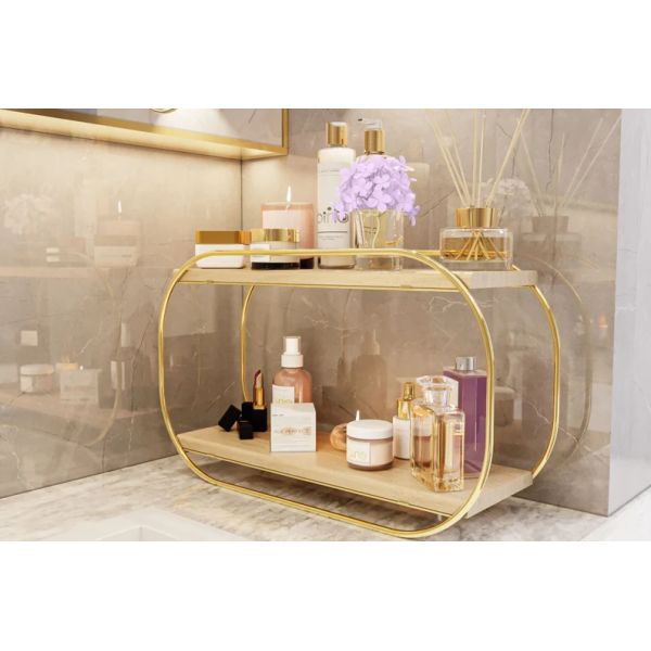 Bathroom Shelf Wooden Vanity Tray Countertop Organizer for Makeup Perfume Storage