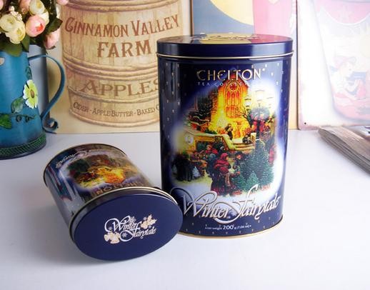 Holiday Black Wine Gift Oval Tin Box , Aluminum Tins With Lids HACCP