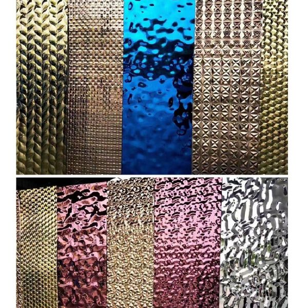 Bright Mirror AISI304 Stainless Steel Sheet with Water Ripple Pattern for Wall Panel Decoration