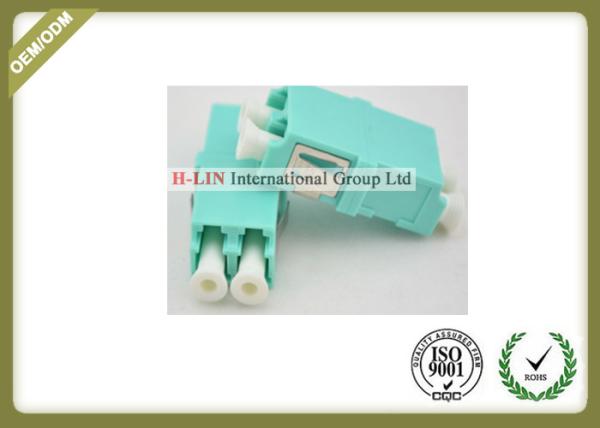 LC OM3 Duplex SC Type Plastic Fiber Optic Adapter With Ceramic Sleeve Aqua Color