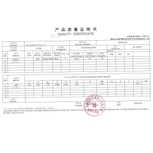 Wuxi Jinlai Mechanical Processing Co., Ltd. Сертификации