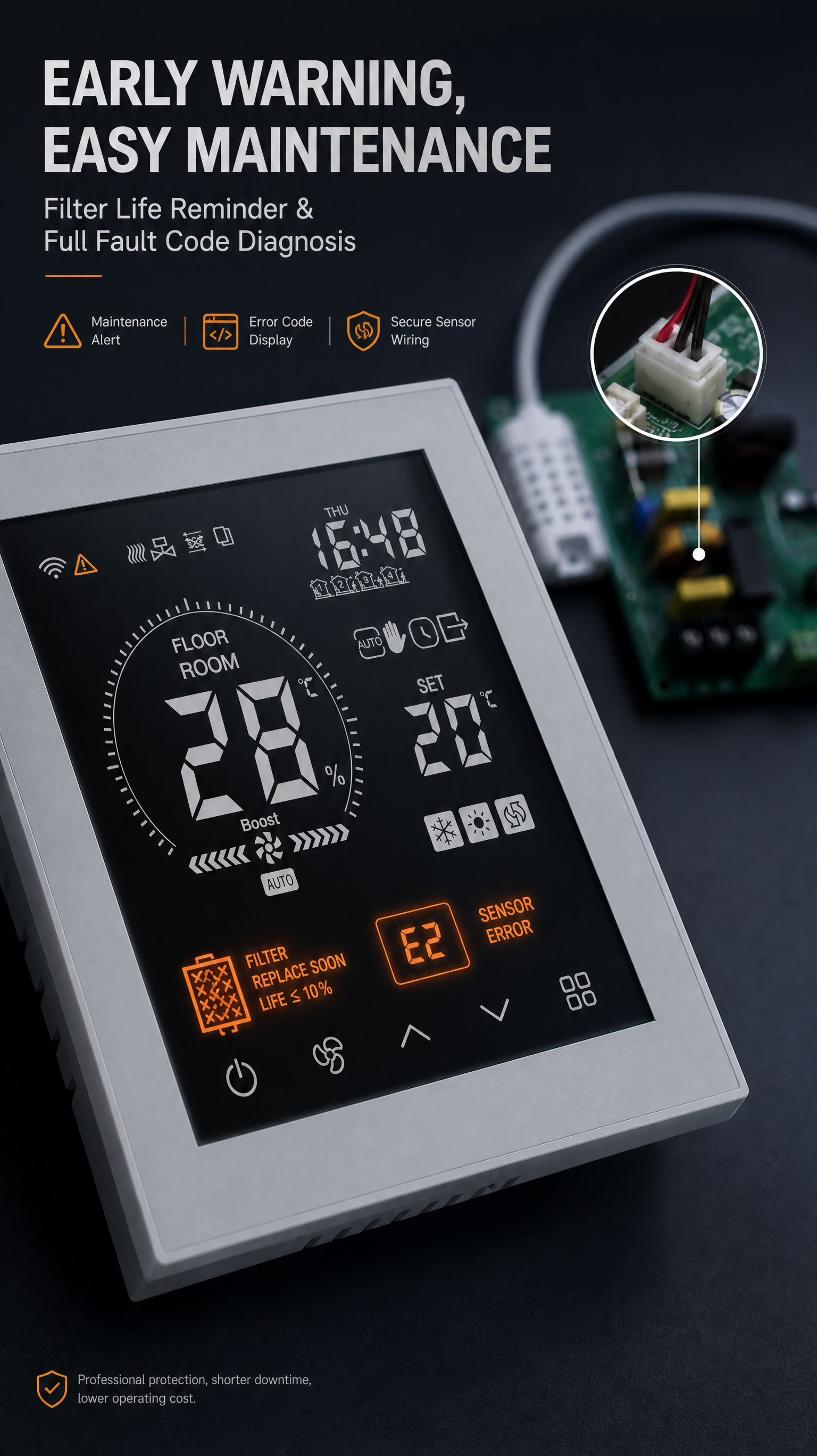 Smart Heat Recovery Ventilation Control Panel Set: ERV HRV Motherboard + LCD Controller, RS485 Modbus, Auto Bypass & Humidity Control