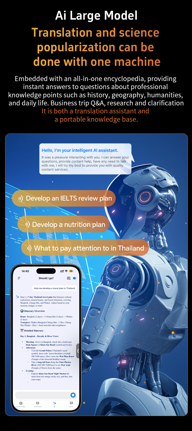 Summary Mobile Translator 147 Languages Video Calling AI Translation Device