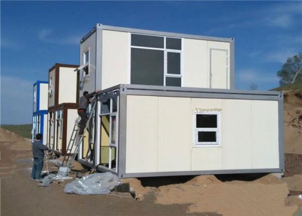 Waterproof Flat Pack Container House , Fast Efficient Double Container House
