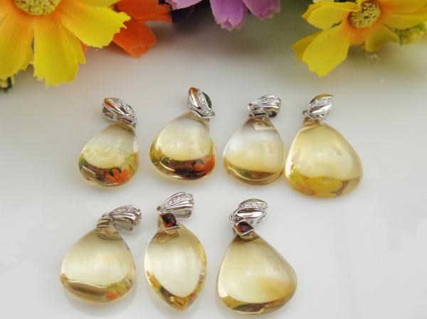 Wholesale 925 Sterling Silver Citrine Gemstone Semi Precious Stone Jewelry Pendant 7pcs