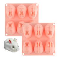 3D Mini Silicone Moldes de Forno Para Mousse Torta Fondant Sabão Sorvete Chocolate Doces Coelho Moldes 6 Cavidade