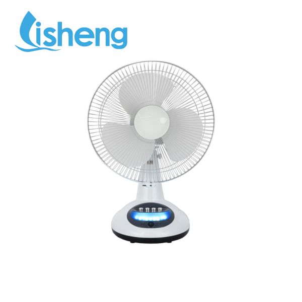 Hot sale  good price solar 12 inch rechargeable  table fans with LED light