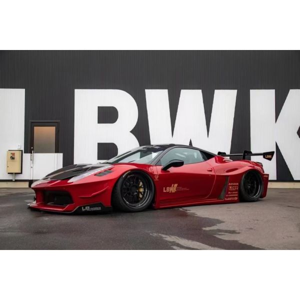 458 Ferrari Body Kit LB Style Front And Rear Bumper 2011 - 2014 Hood Spoiler For Car