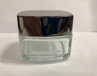 Square Bulk Glass Cream Jars / Cosmetic Cream Bottles Packaging Various Logo And Color