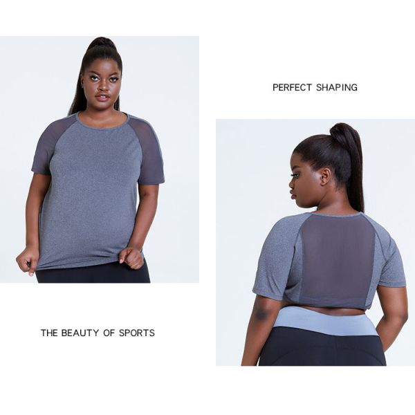 back mesh Women'S Plus Size Yoga Wear Ladies Oversized Gym T Shirt 180g