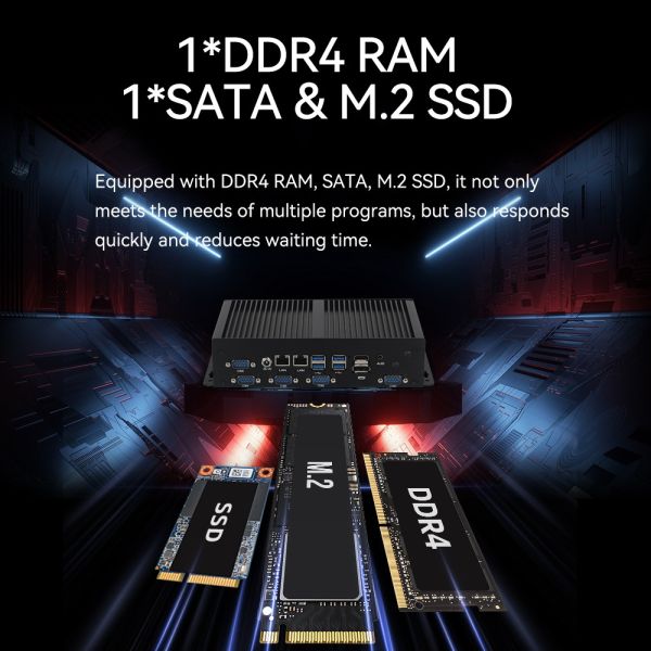 DDR4 Fanless Industrial Mini PC Dual LAN 6COM Intel Core Celeron Series