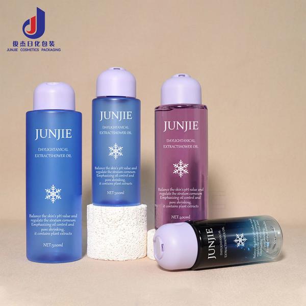 Customized blue purple Color PET Toner Bottle Transparent PET Toner Bottle PET Flat Shoulder Bottle