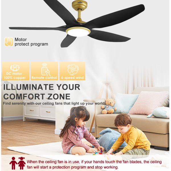 Melhore seu espaço de vida com ventilador de teto LED de 60 polegadas e iluminação dimmable de três cores