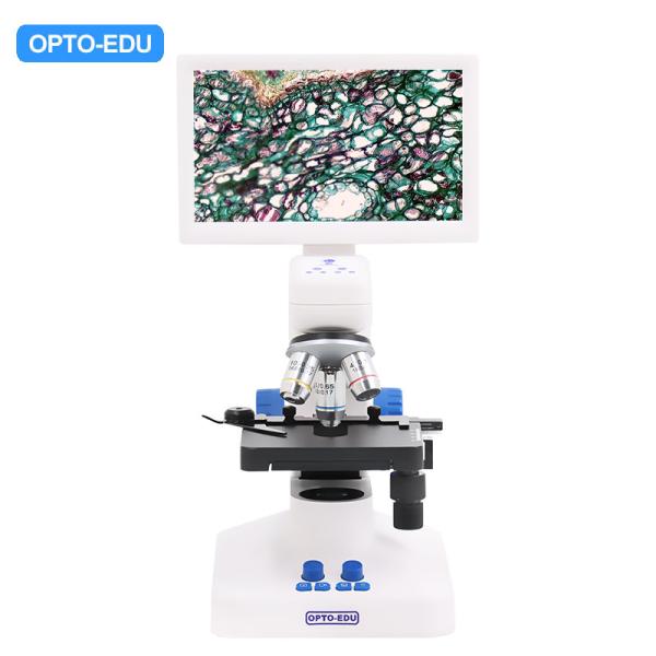 OPTO-EDU A33.5130 デジタル顕微鏡 LEDライト トリプルノズピースと8MPカメラ
