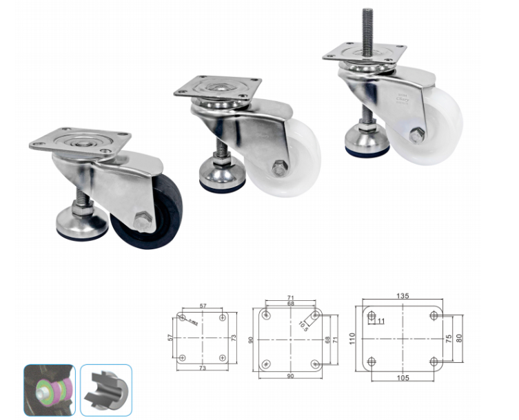 3 Inch Swivel Leveling Caster Wheel – Adjustable Universal Caster for Workbench & Equipment