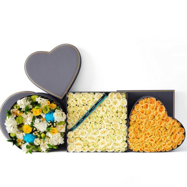 Luxury Coated Paper XXL Heart Shape Rose Packaging Box / Rose Gift Box 38*15cm Size