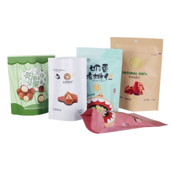 Plastic Stand-Up Pouch Food Packaging Bag For Self-Sealing Biodegradable Paper Bag