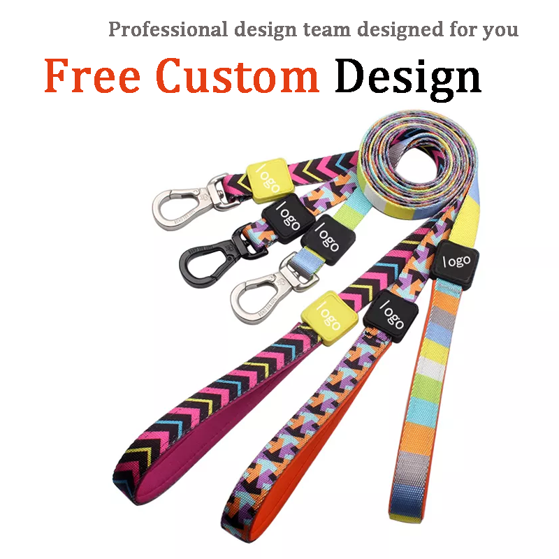 OEM Sublimation Dog Leash 150cm Length With Neoprene Padded Handle