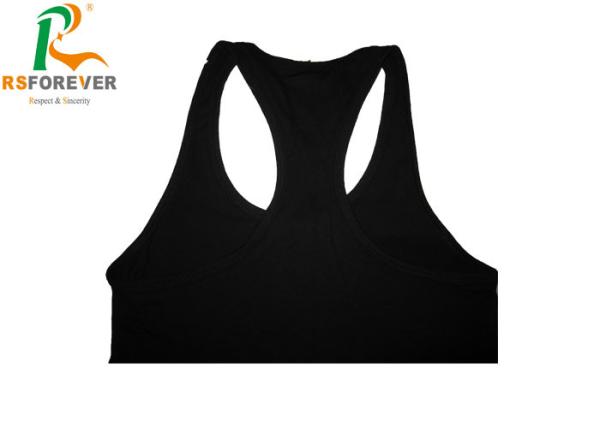 Plain Cotton Custom Printed T Shirts Black Sleeveless Tank Top For Women