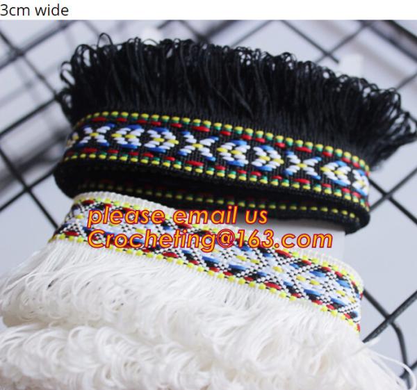 POLYESTER TASSEL, GARMENT ACCESSORIES, CURTAINS, TASSEL TRIM, FRINGE RIBBON SEWING ACCESORY, FRINGED LACE TASSEL CRAFT