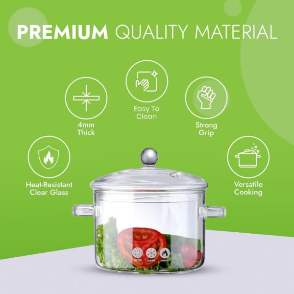 Modern Heat Resistance Glass Cooking Pot Multi Functional Tableware Soup Set