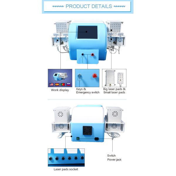 Терапия лазера Липо лазера 4 диодов длины волны подвергает механической обработке 12 пусковых площадок уменьшая машину красоты