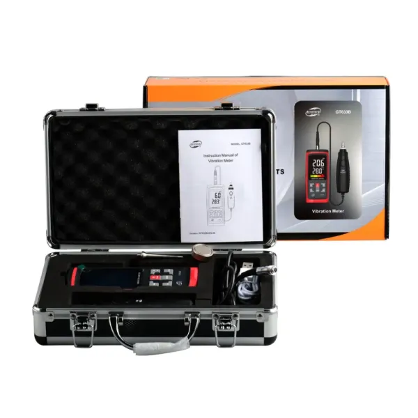 GT633B Handheld Vibration Meter with 1000mAh Lithium Battery Piezoelectric Ceramic Accelerometer and CE ROHS Certification