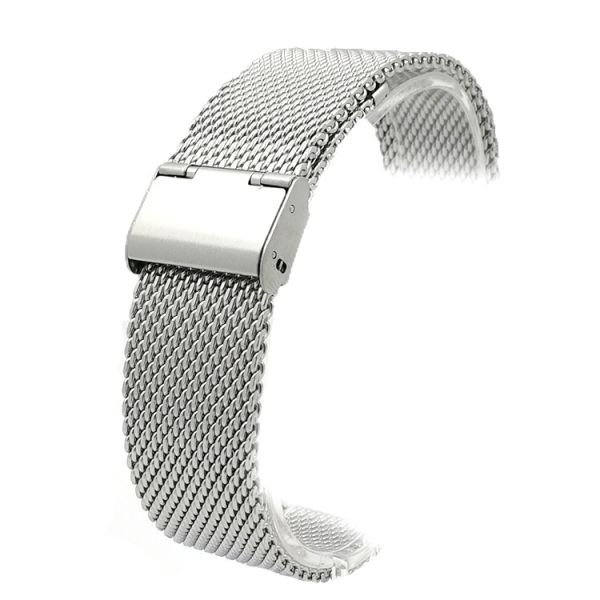 Solid-Link Brushed & Polished Stainless Steel Watchband