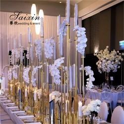 Venda quente porta-velas de ouro alto peças centrais para decoração de casamento