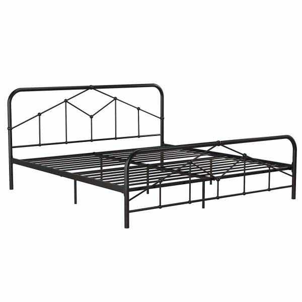 Simple King Size Iron Bed Luxury Style Electrostatic Powder Coating
