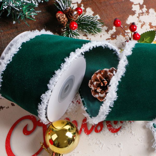 63MM Jute/Polyester Snow Burlap Ribbons for Gift MSD White Fringe Wired Christmas