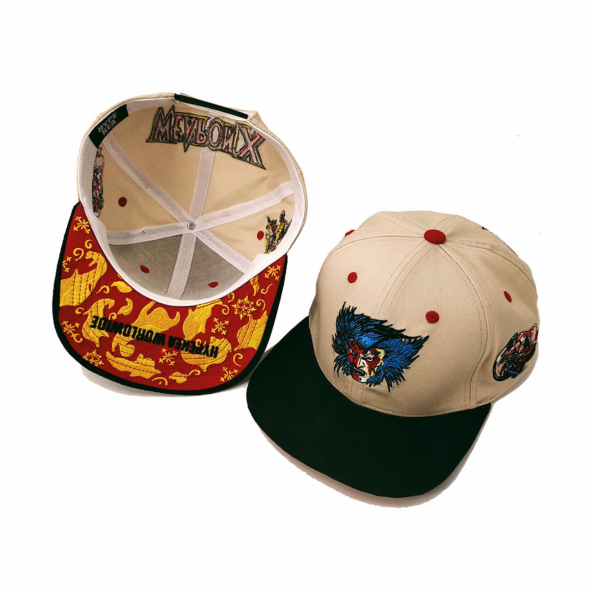 6 Panel Custom Flat Bill Snapback Caps Luxurious Underbrim Visor Baseball Adjustable