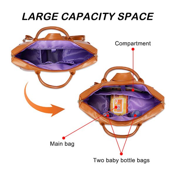Mujeres Pañal de cuero Bolso de mano Niño Mochila de viaje para bebés Mamá 24X9X17