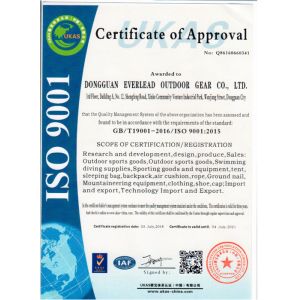 Guangdong Geertop Outdoor Gear Co., Ltd. Certifications