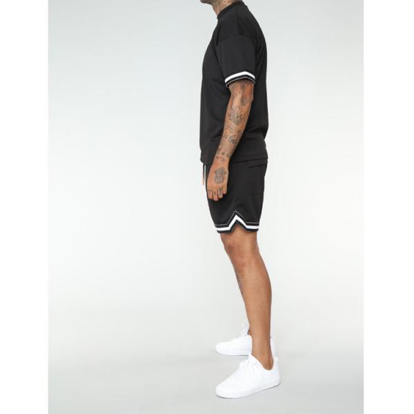 Summer Black Mens Sweat Suits Sets , Polyester Breathable Short Tracksuit Sets