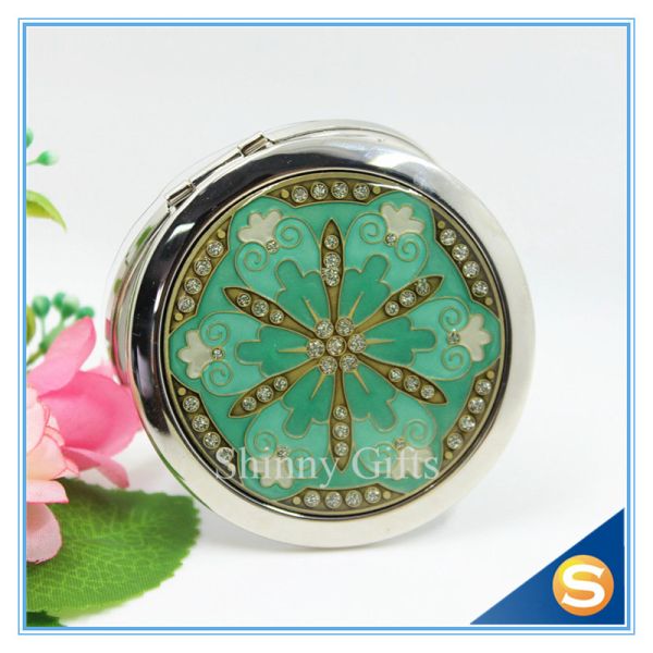 Shinny Gifts Metal Compact MirrorJeweled Makeup Pocket Mirror Custom Cosmetic Mirror