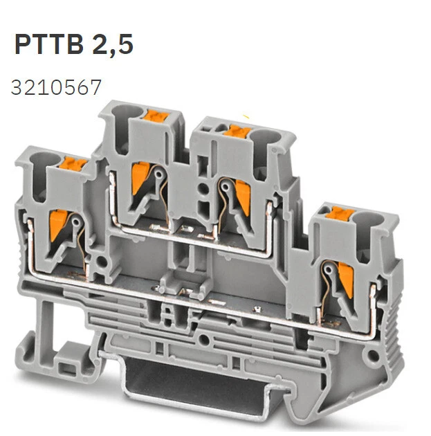 Phoenix Contact 3210567 Push In Terminal Block PTTB 2,5 - Double-level Terminal Block with 500 V, 22 A and Push-in Connection