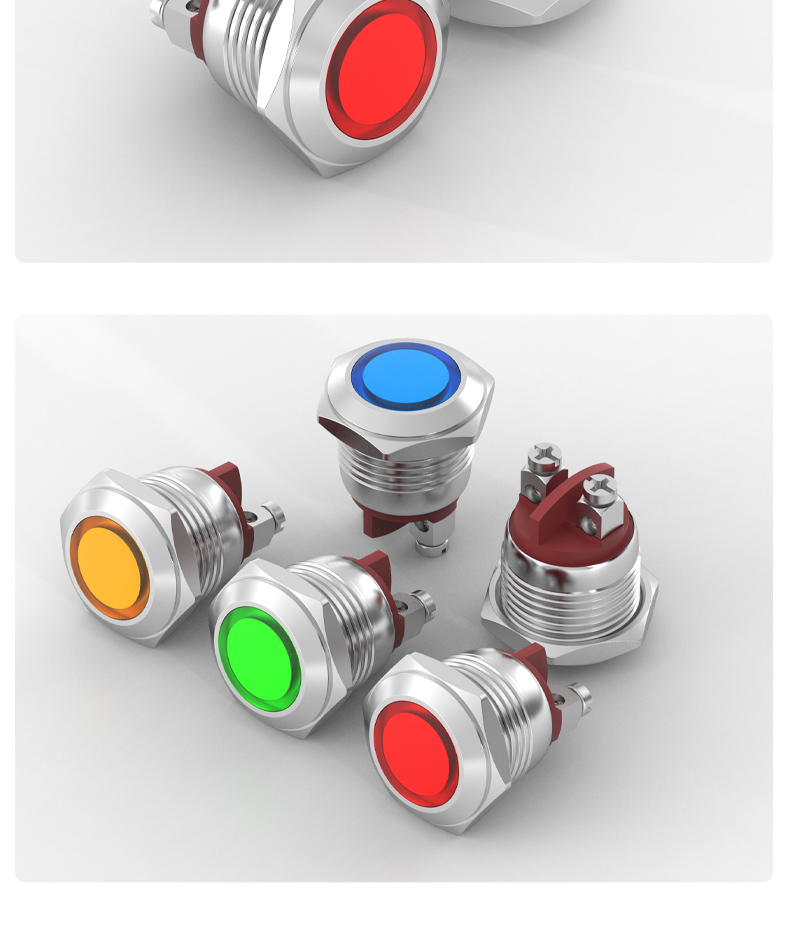 Metal Indicator Light LED 16mm Signal Light Screw Terminal 3V 6V 12V 24V 110V 220V Red Yellow Green Blue White