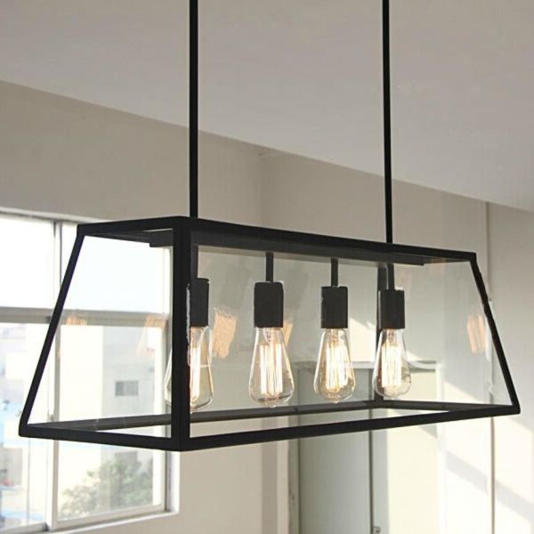 Loft Rectangle Pendant Lights with Glass Lampshade Vintage pendant lamp Fixtures (WH-VP-22)