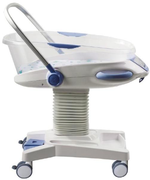 Branco do trole do bebê do hospital da carga do controle de sistema hidráulico 25kg da ucha do bebê da cama da criança do hospital