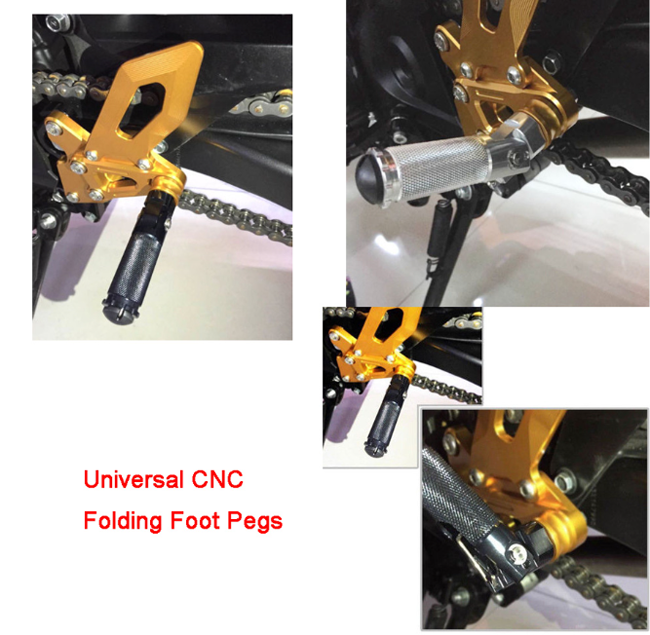 6 Colors Motorbike Modification Parts , Folding Footrests Custom Motorcycle Foot Pegs