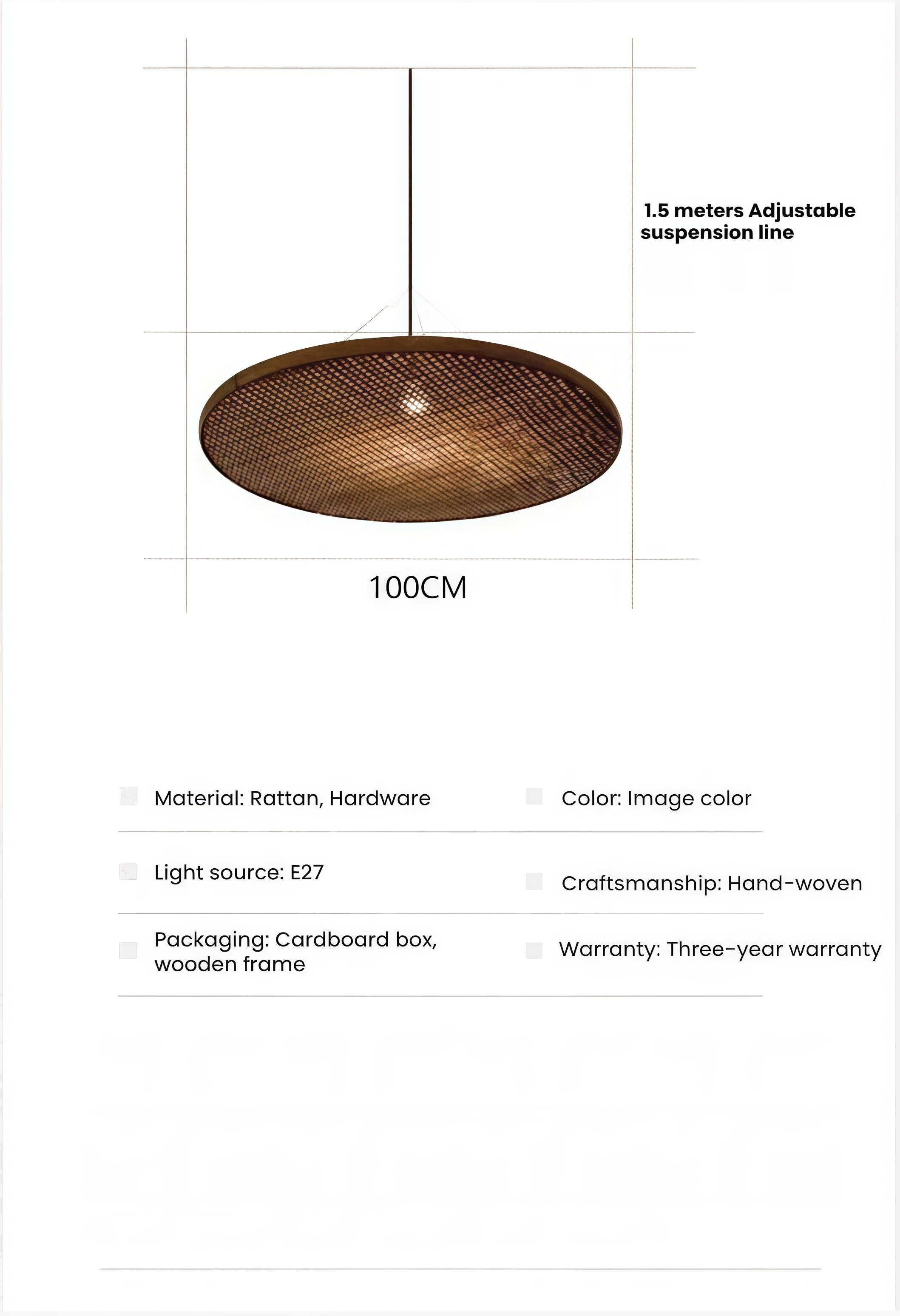 JYLIGHTING Handwoven Natural Bamboo Round Pendant Light, Rustic Textured Suspension Lamp for Residential Dining Space and Hospitality Interior Decoration
