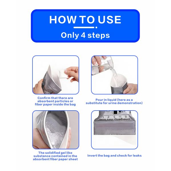Compact-Folding Emergency Car Urine Bag - Reusable urinal bags - Budget-Priced Urinal Bagsl Camping Emergency Urinal Kits
