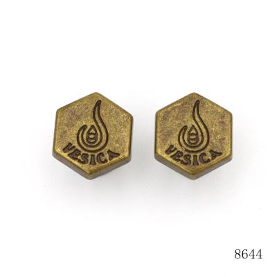 12mm Bag Rivets Customized Leather Studs Hexagon With Branding Name
