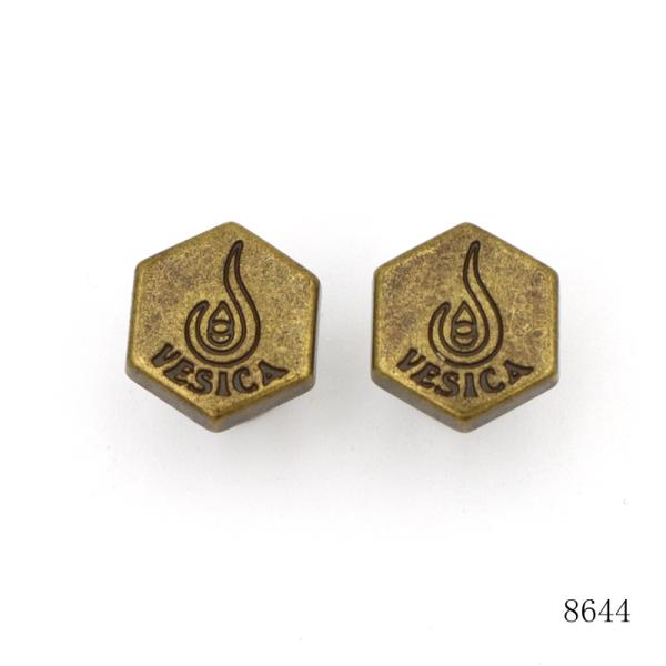 12mm Bag Rivets Customized Leather Studs Hexagon With Branding Name