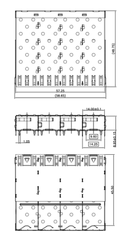 Press Fit Fiber Optic SFP Module 1 X 4 Cage Temperature Range -55℃ To +85℃