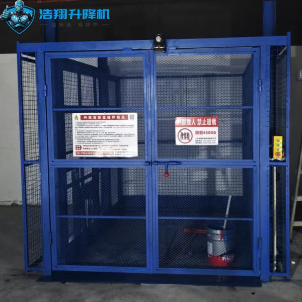 6m High 500kg-20000kg Blue Industrial Indoor Goods Lift Hydraulic Cargo Elevator